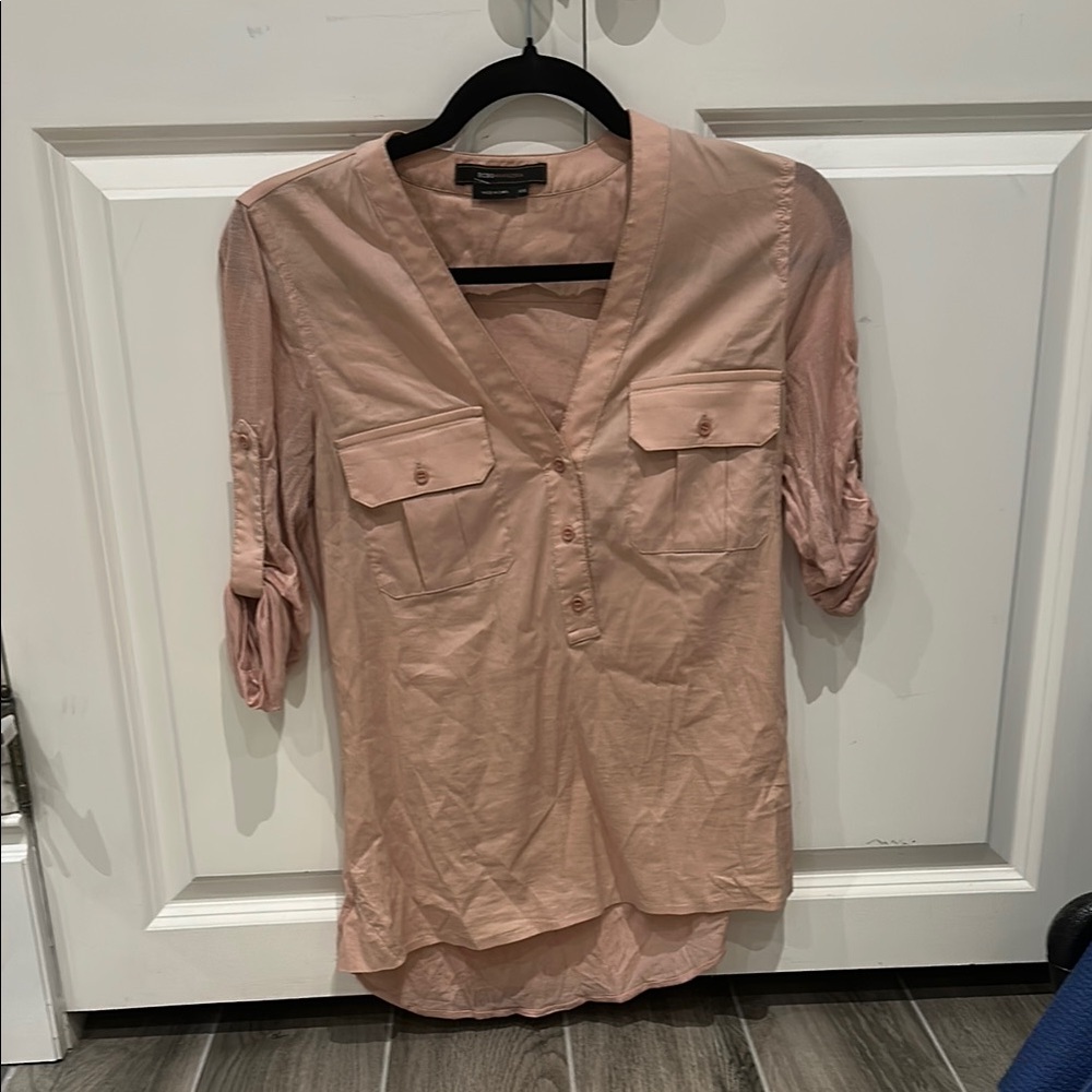 BCBG Pink Button-Up Blouse